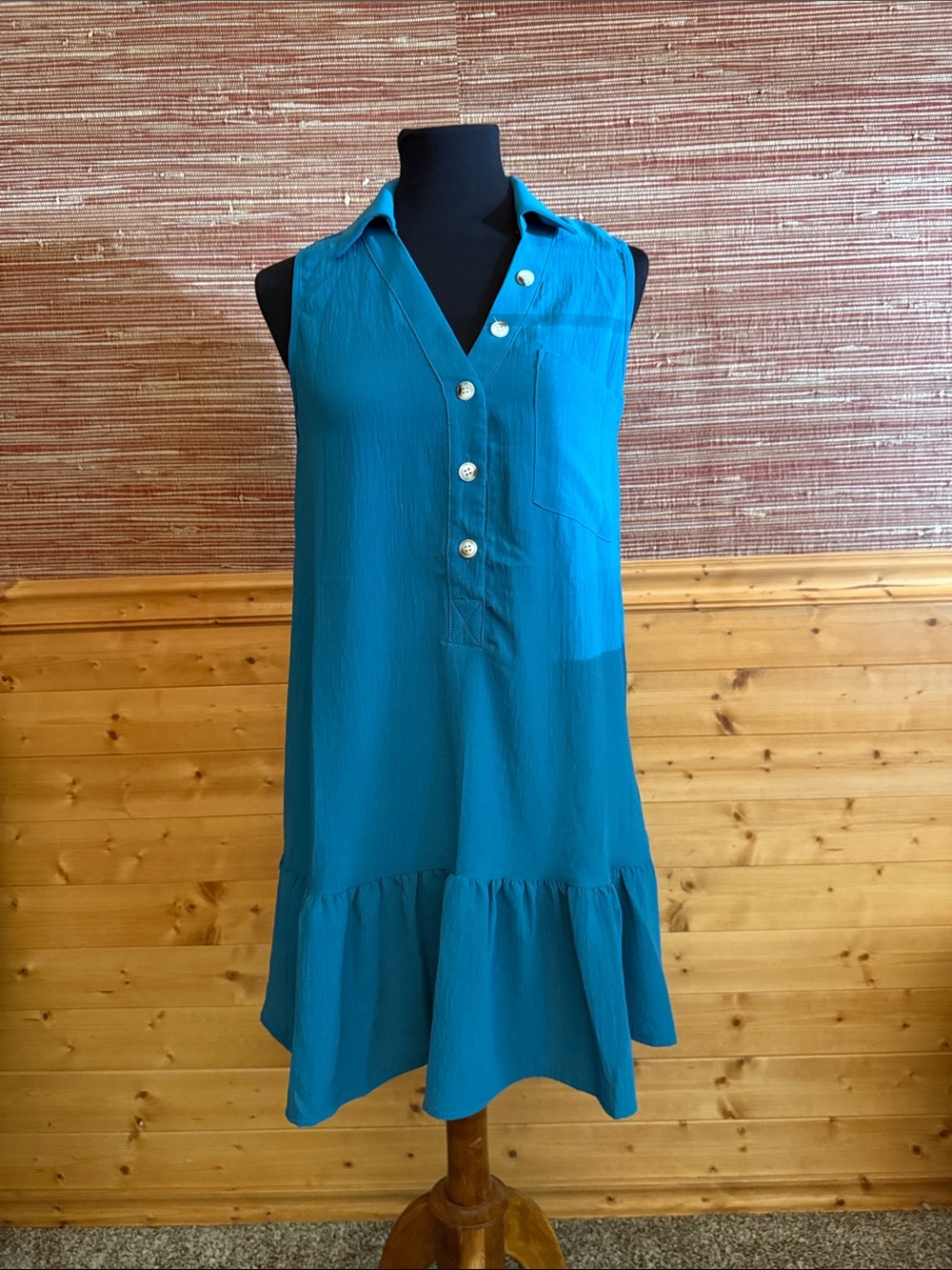 Cupshe Teal Button-Front Dress